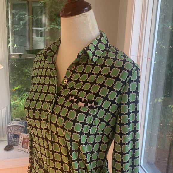 Donna Morgan Dress NWOT Super pretty beautiful pattern in Green/black/white SZ 8 - Picture 3 of 5